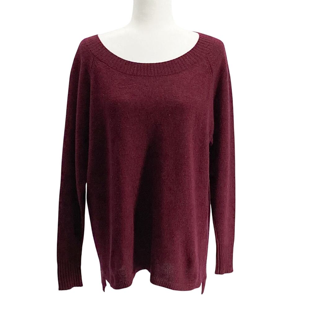 14th & Union 100% Cashmere Burgundy Boatneck Sweater Small